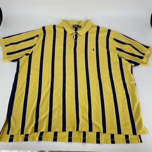 Polo Ralph Lauren Mens 5XL Yellow Navy Blue Striped Pique Polo Shirt Big & Tall